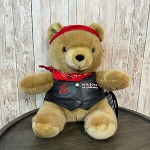 Vintage Billy The Biker Bear in Wilsons Leather Vest Limited Edition Plush toy